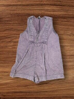 Vintin Purple Washed Sleeveless Relaxed Romper Beach Cover NWT